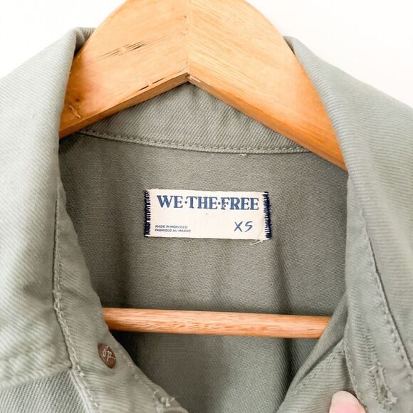 Free People We The Free Marci Jumpsuit Coveralls Army Green XS Denim Utility - Picture 10 of 11